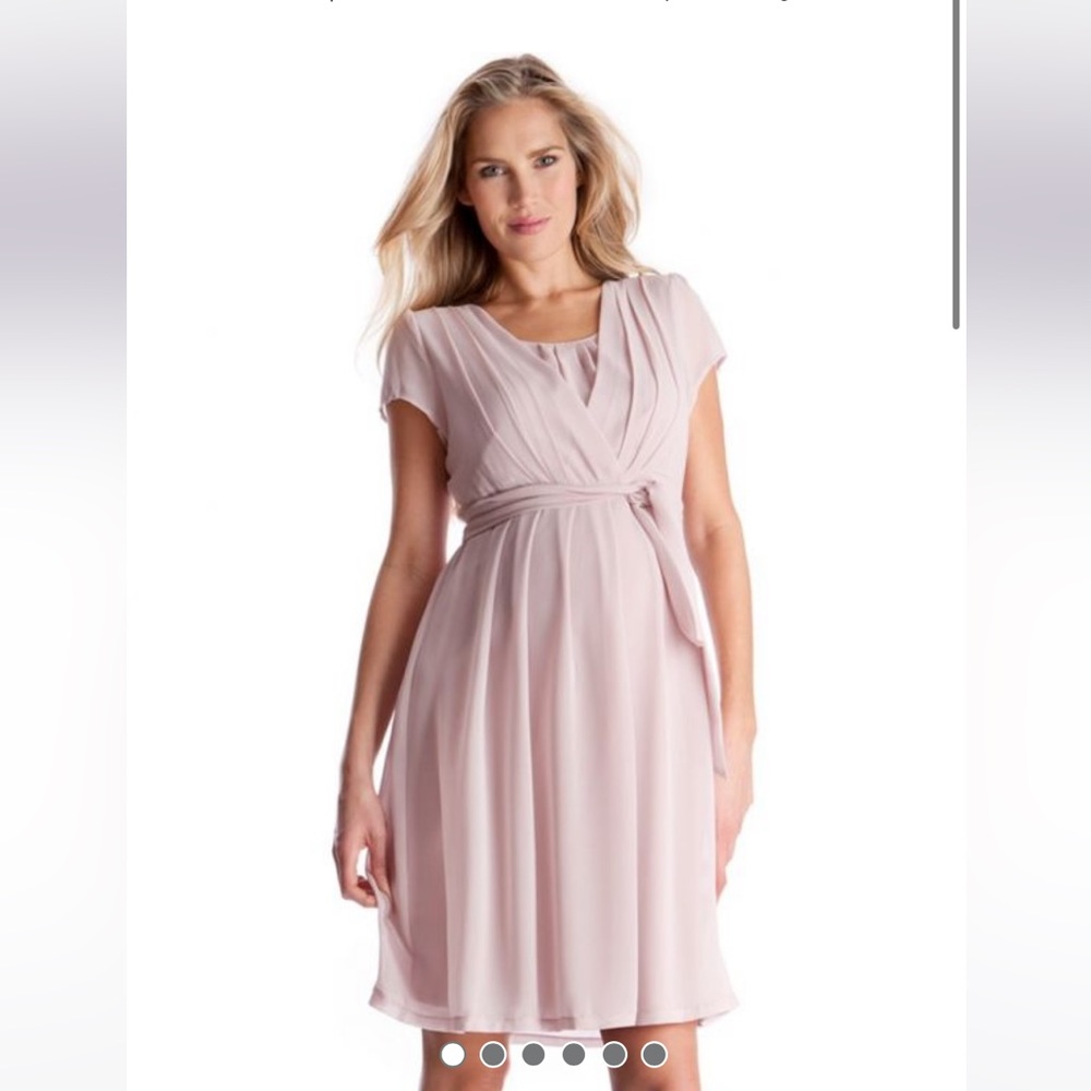 Blush Pink Pleated Maternity and Nursing Dress L